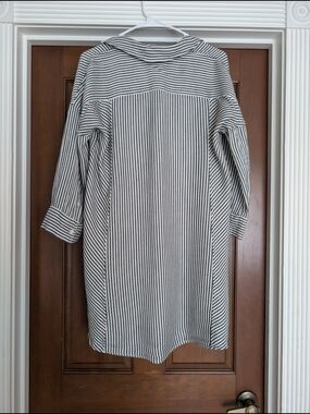 Madewell Black and White Striped Oversized Button Down